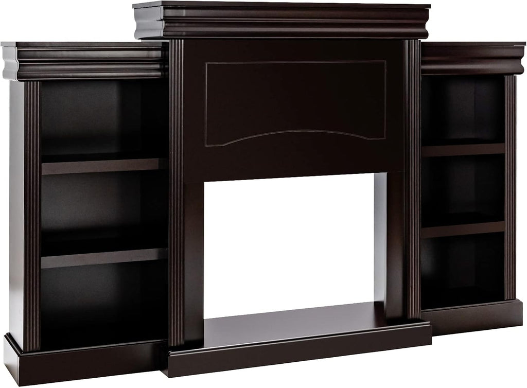 70 Inches Freestanding Wooden Mantel Stand with Storage Shelves C568