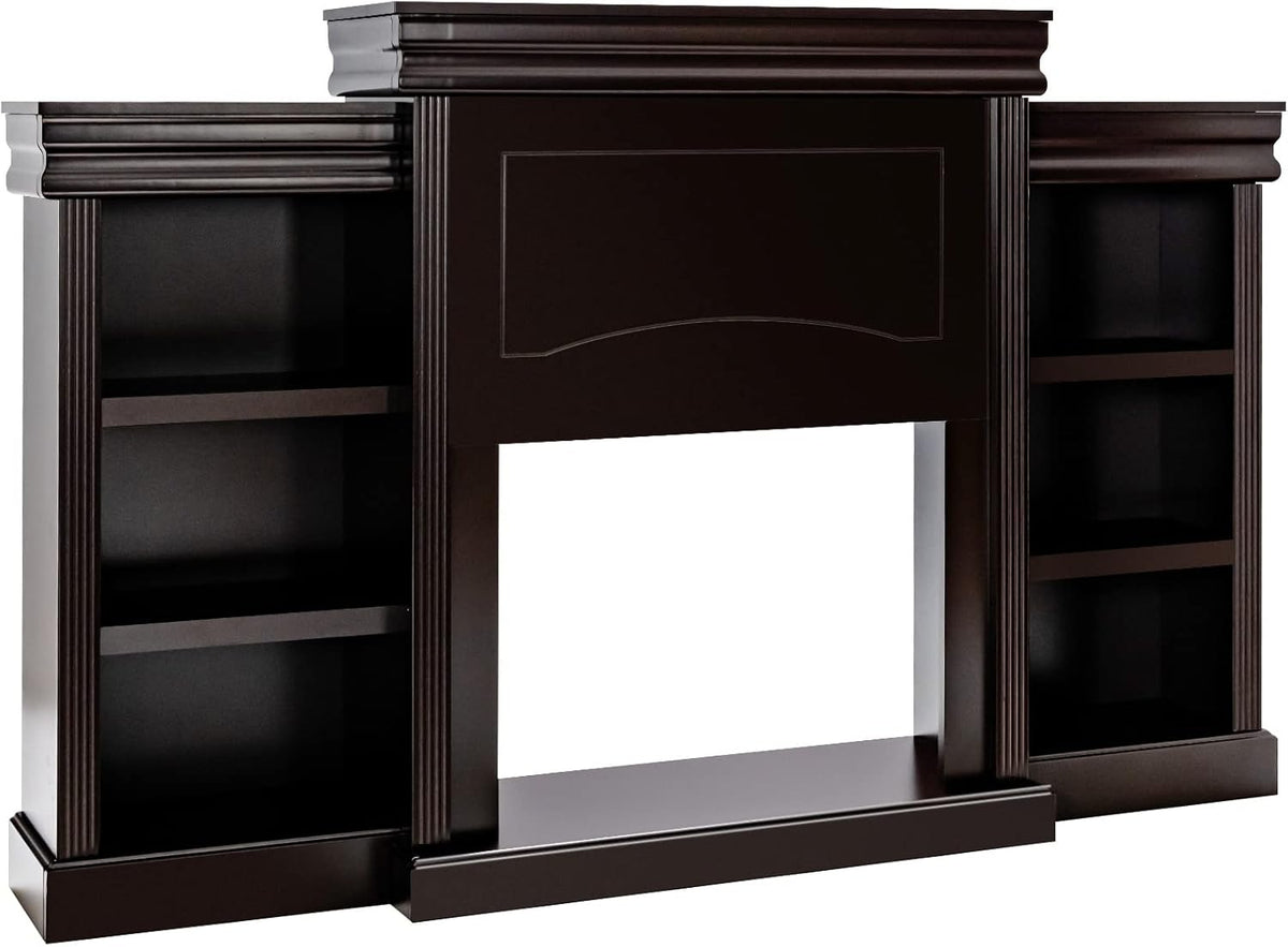70 Inches Freestanding Wooden Mantel Stand with Storage Shelves C568