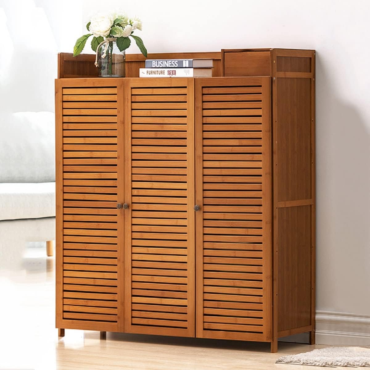 7 Tier Bamboo Shoe Cabinet with Doors T31962