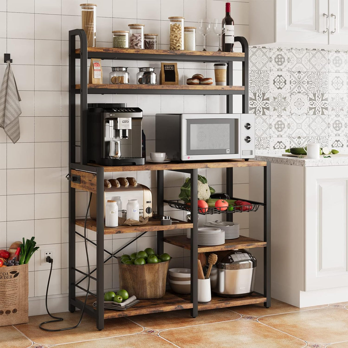 6-Tier Kitchen Rack with Hutch Q5544