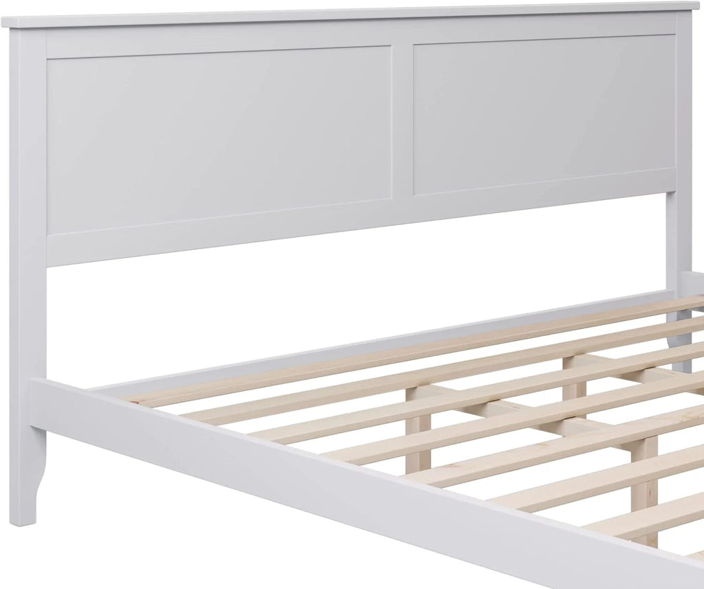 White King Size Solid Wood Platform Bed D678