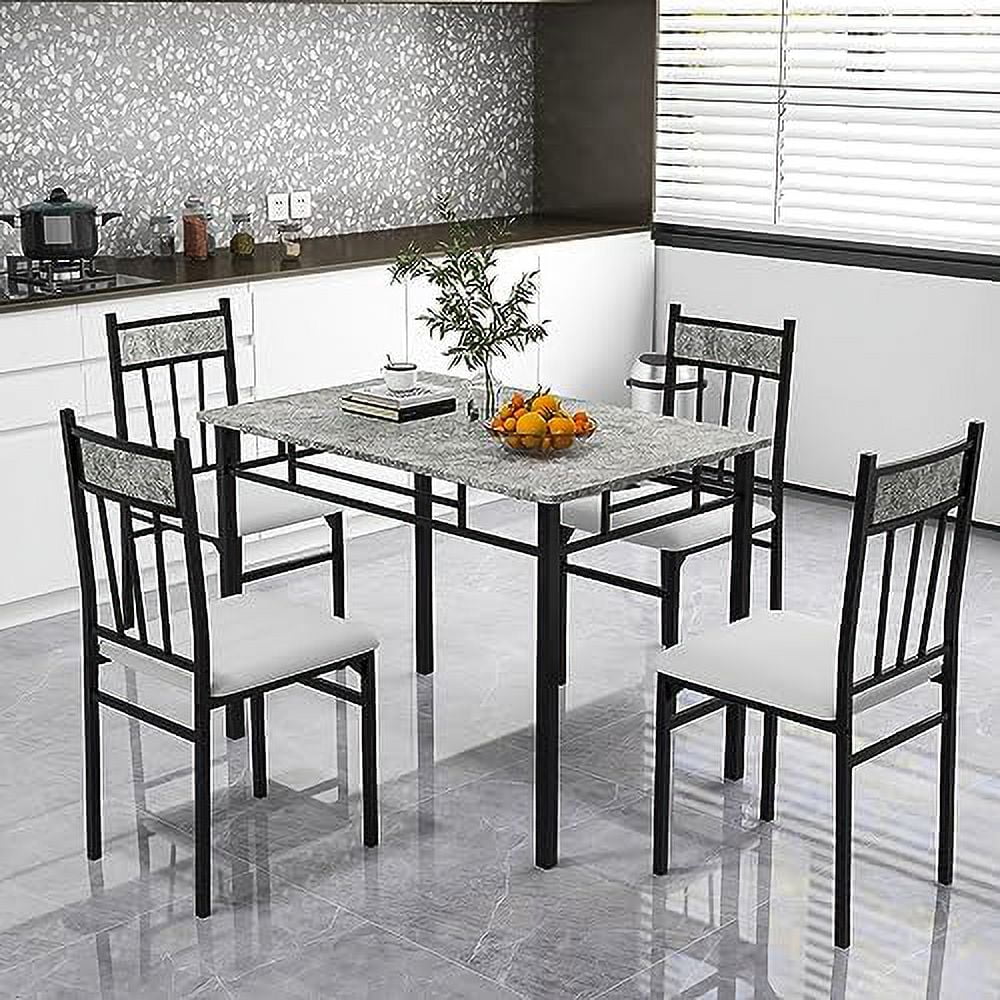 5 Piece Dining Table Set with Metal Frame & Padded Seat I28911