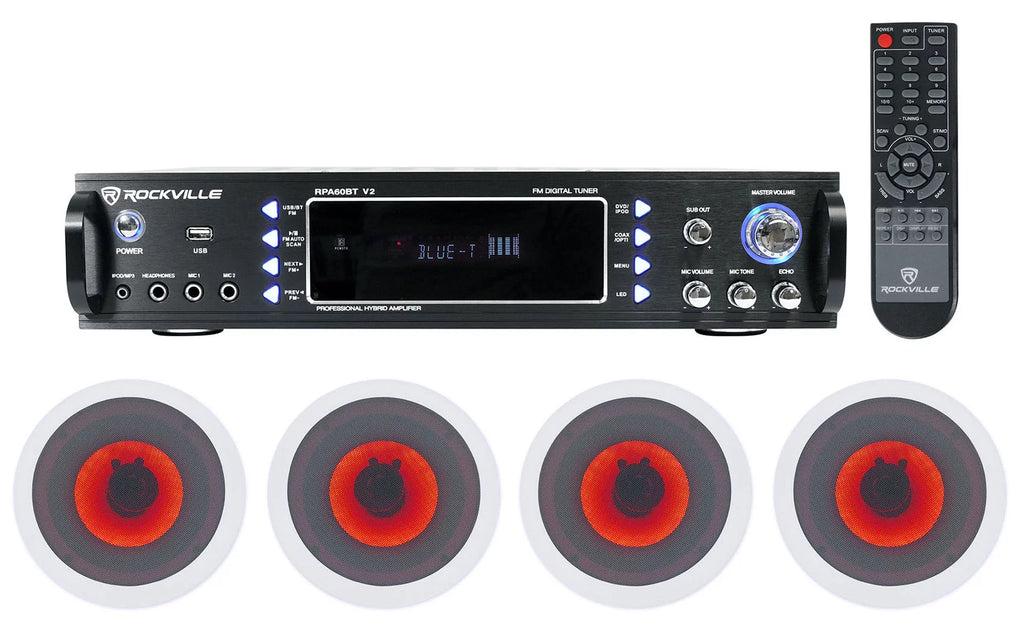 1000w Bluetooth Receiver with 4 In-Ceiling 6.5" Speakers U407306