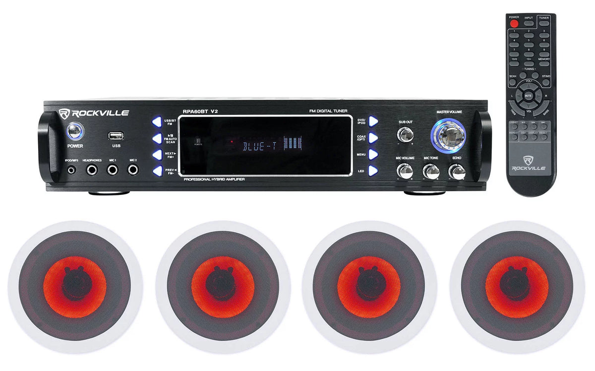 1000w Bluetooth Receiver with 4 In-Ceiling 6.5" Speakers U407306
