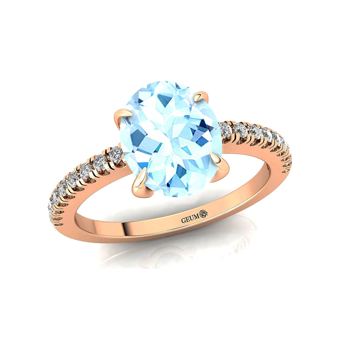 Aquamarine Diamond 14k Solid Gold Ring T901