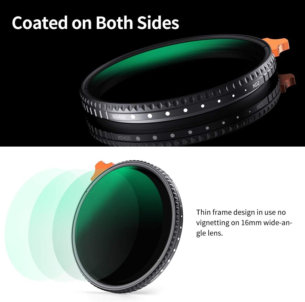 67mm Variable ND Filter ND2-ND400 with Multi-Layer Coatings AGC Glass Adjustable Neutral Density Filter T700297