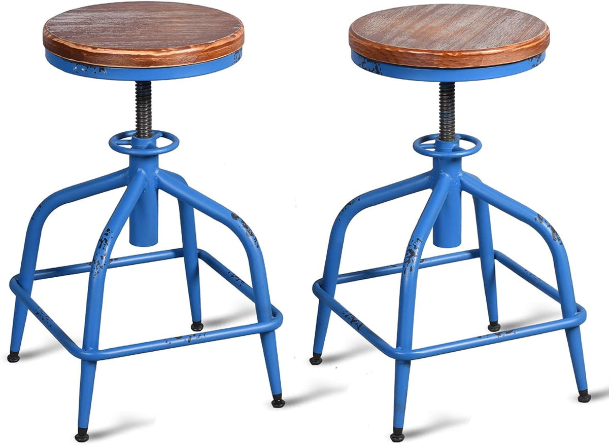 Black Metal Adjustable Swivel Bar Stool Set of 2 T704644
