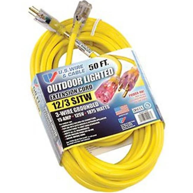 Yellow SJTW 15A Lighted Cord Set B3515