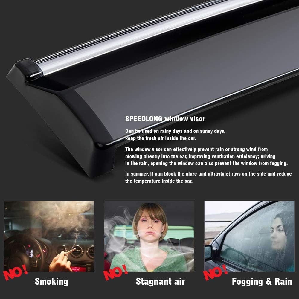 Car Window Visor Vent Shade Deflector Sun/Rain Guards Pack of 2 D9754