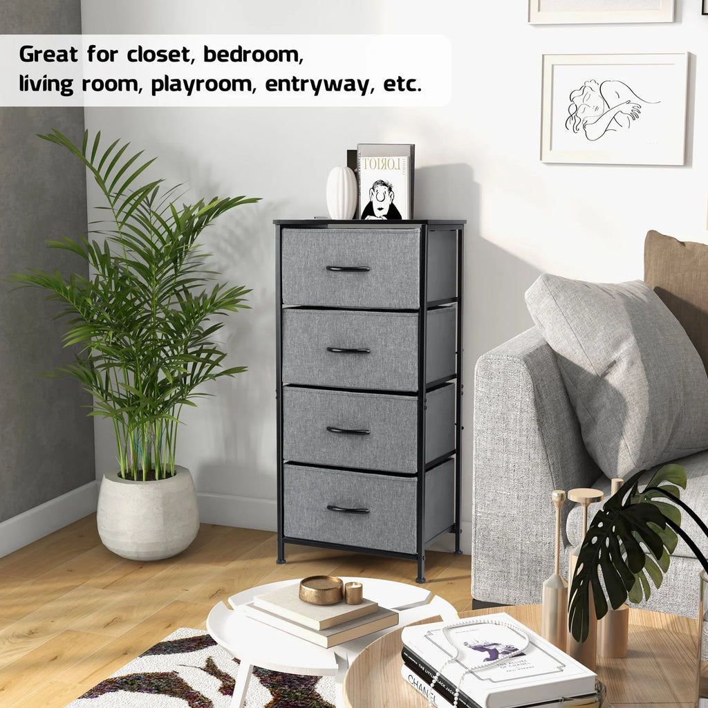 4 Drawer Fabric Dresser with Wood Top D772018