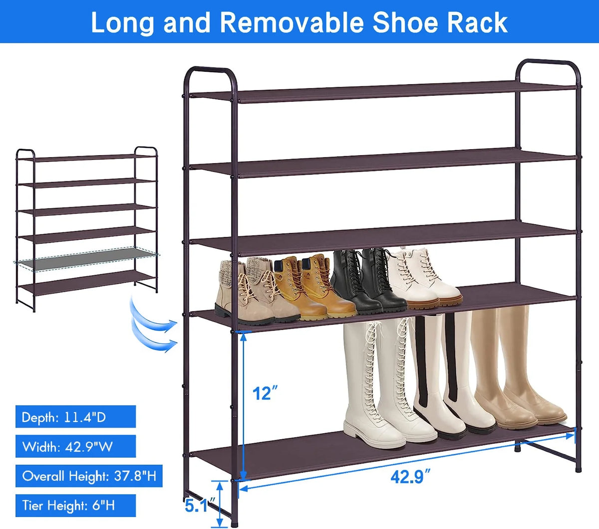 Bronze 6 Tier Metal Shoe Rack K16572