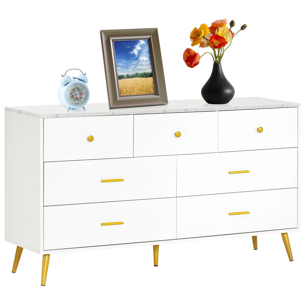 White 6 Drawer Dresser J71493