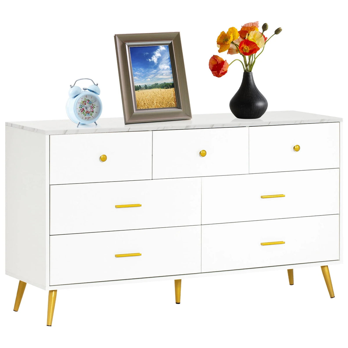 White 6 Drawer Dresser J71493