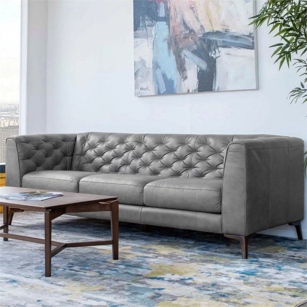 Gray Genuine Leather Sofa X9568
