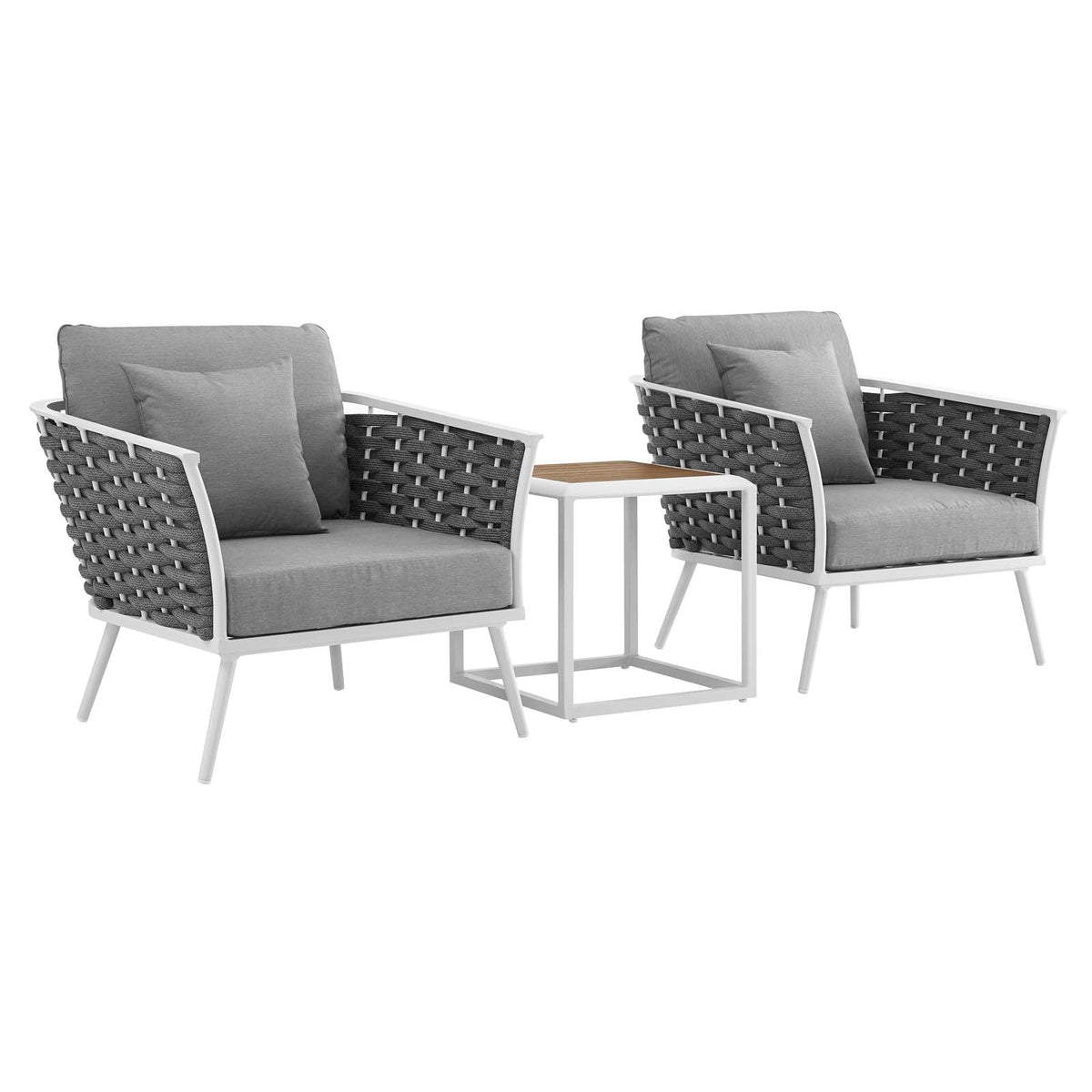 White Gray 3 Piece Outdoor Aluminum Sectional Sofa Set B59094