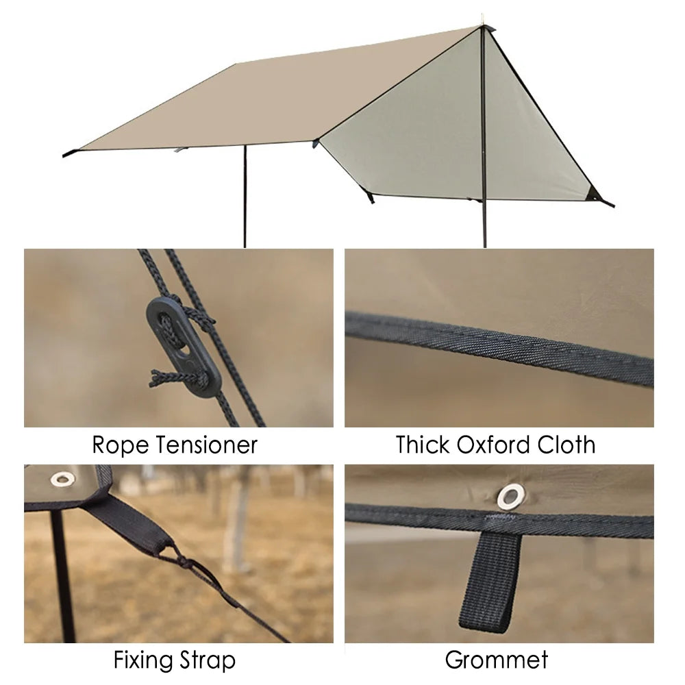Waterproof Camping Tarp with Poles Q14687