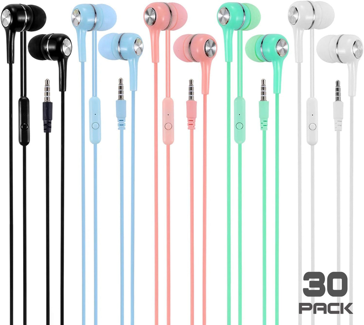 50 Packs Multi Colored Earbuds Headphones with Microphone G949