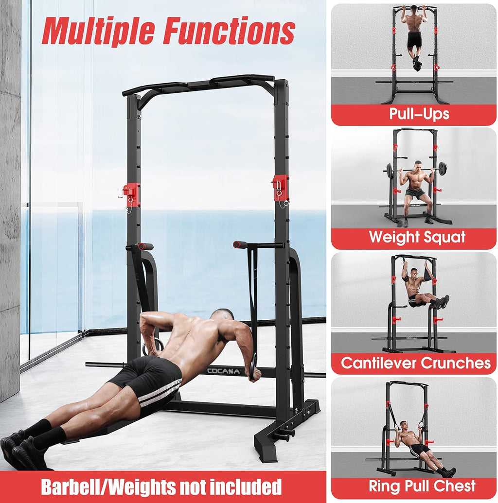 Power Squat Rack Cage with Pull Up Bar C738