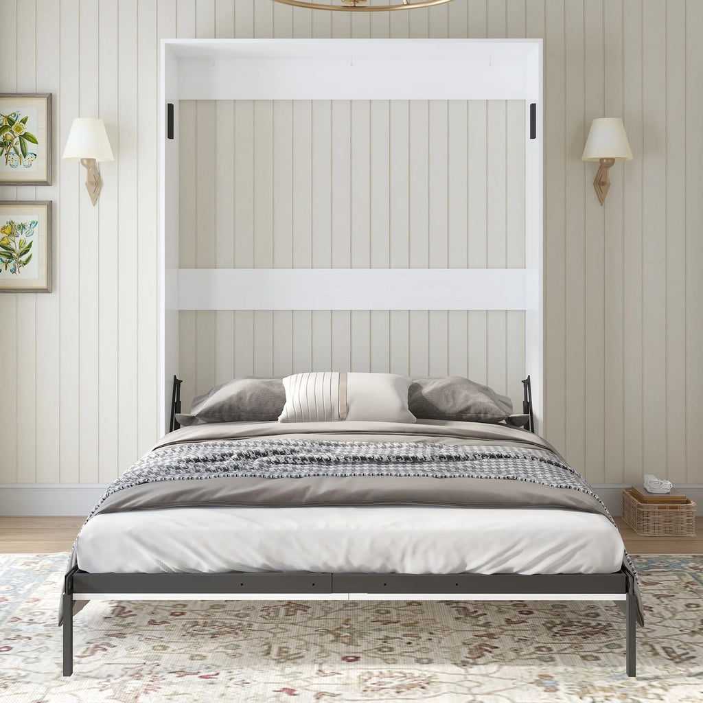 White Foldable Wall Bed with Wardrobe U961