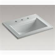 Ice Grey Drop-In Bathroom Sink with 8 In. Widespread Faucet Holes C253