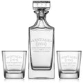 Whiskey Decanter Gift Set With 2 Old Fashioned Rocks Glasses L2469