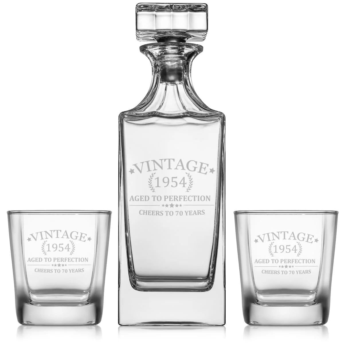 Whiskey Decanter Gift Set With 2 Old Fashioned Rocks Glasses L2469