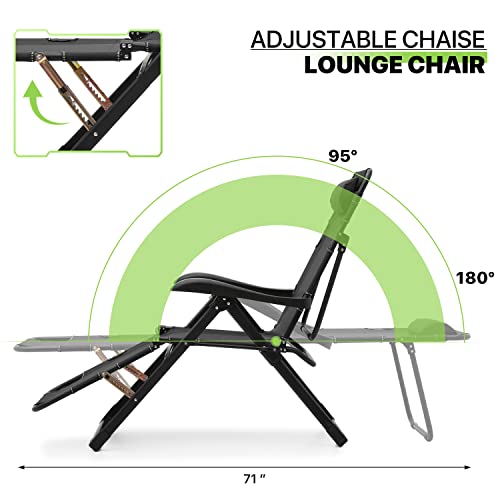 Black Folding Reclining Patio Chair with Headrest O90893
