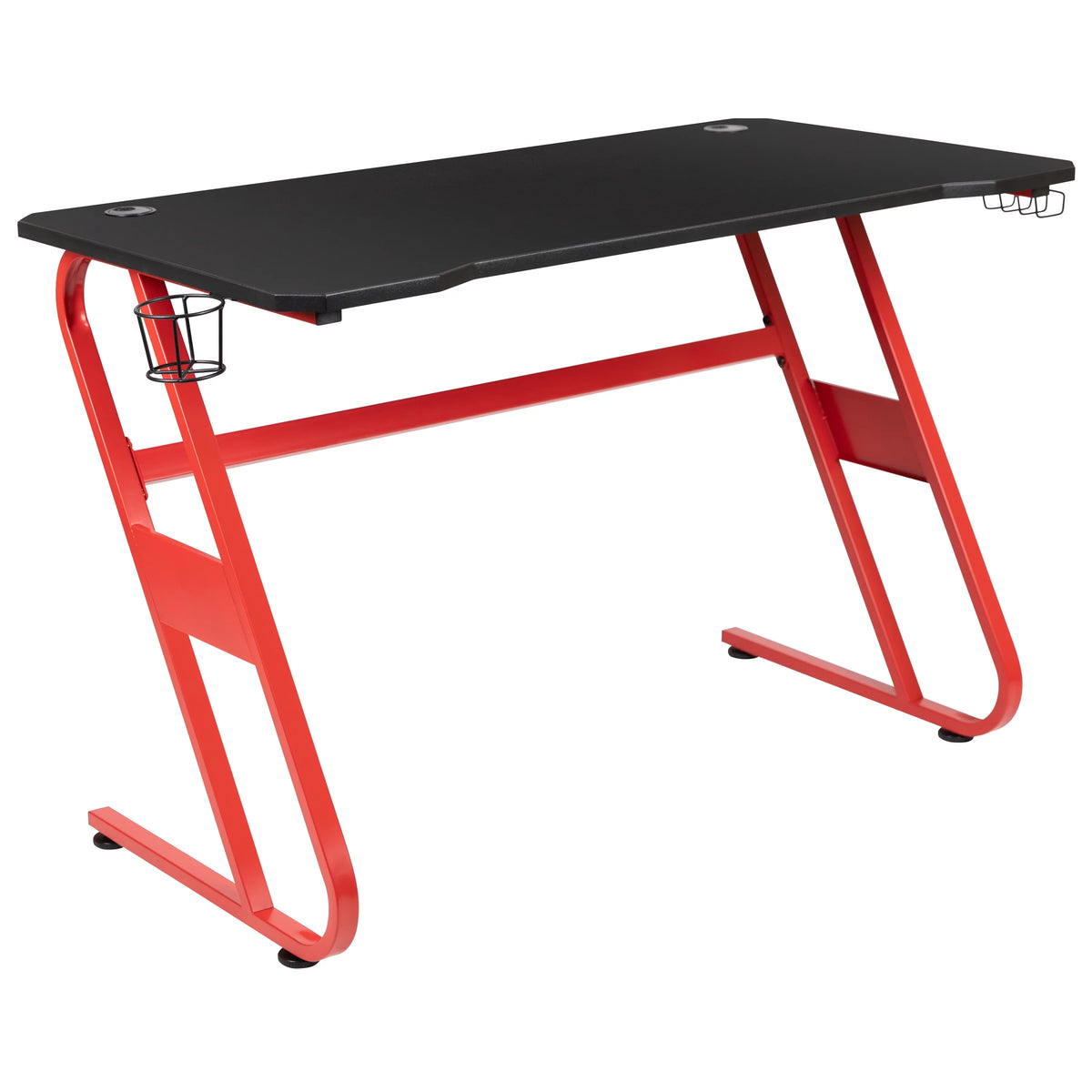 Red Ergonomic Gaming Desk with Cup Holder J377