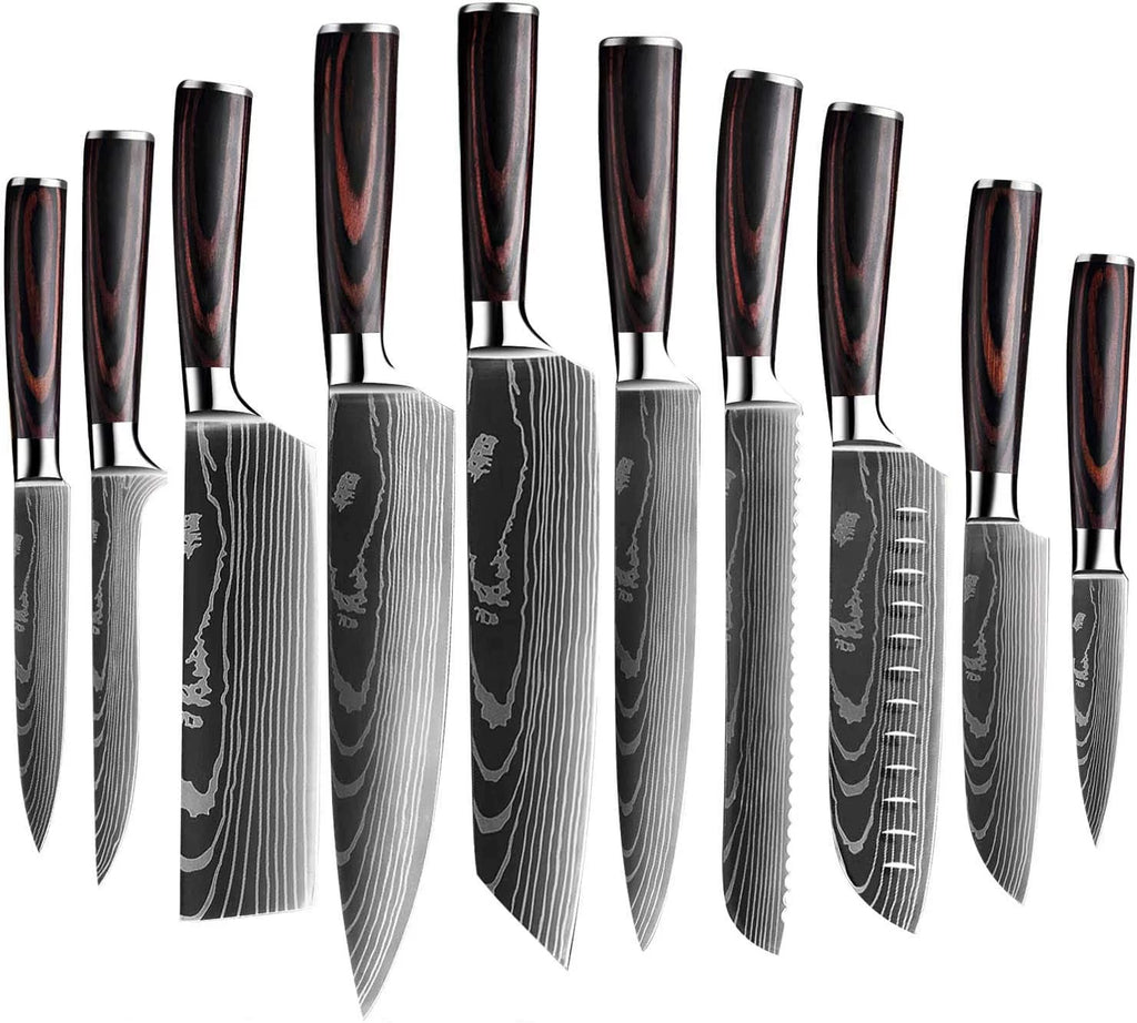 10 Pc Damascus Stainless Steel Knife Set I487980