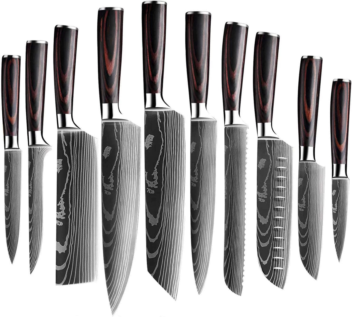 10 Pc Damascus Stainless Steel Knife Set I487980