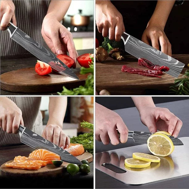 10 Pc Damascus Stainless Steel Knife Set I487980