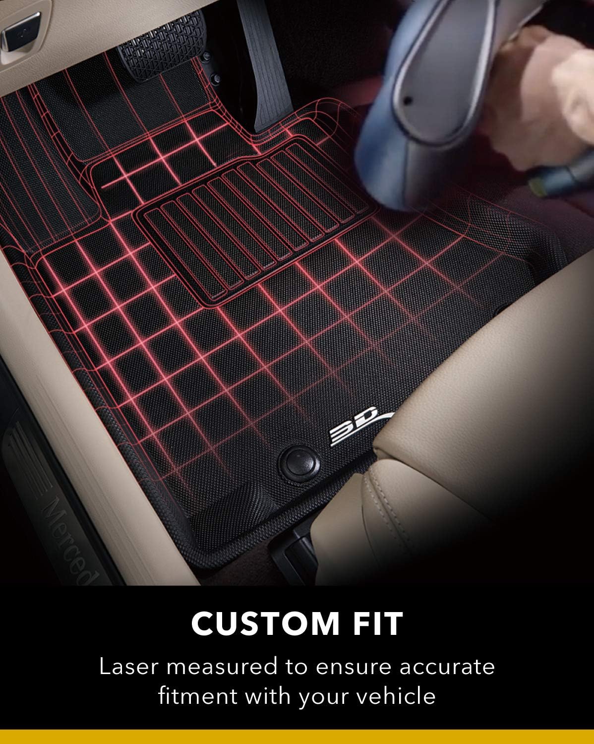 All-Weather Floor Mats Car Floor Liners 1st & 2nd Row Black P579497