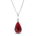 14k 18" Solid White Gold Necklace Diamond Ruby J3703