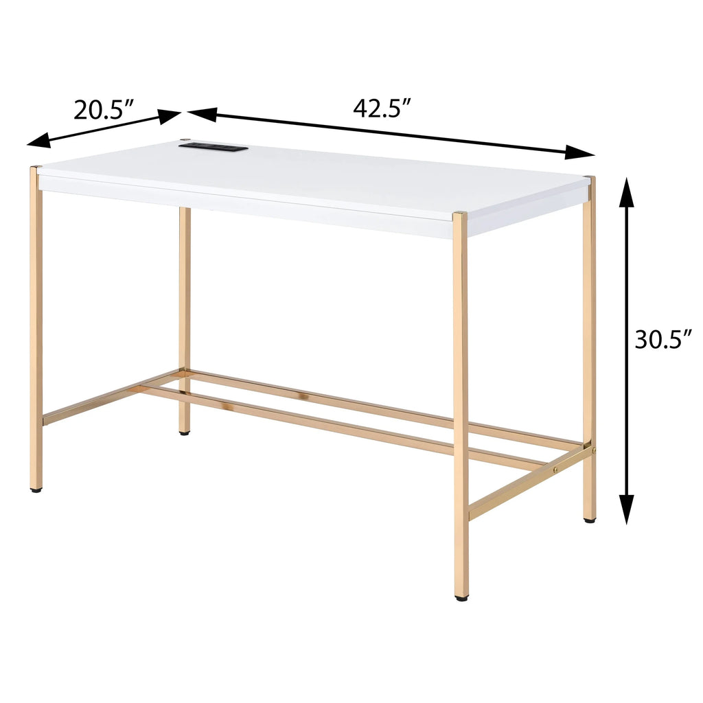 Navy Blue/Gold Writing Desk with USB Ports T1283