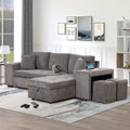 104" Reversible Sectional Couch with Pull Out Bed, L Shape Sleeper Sofa with Storage Chaise and 2 Stools H802746