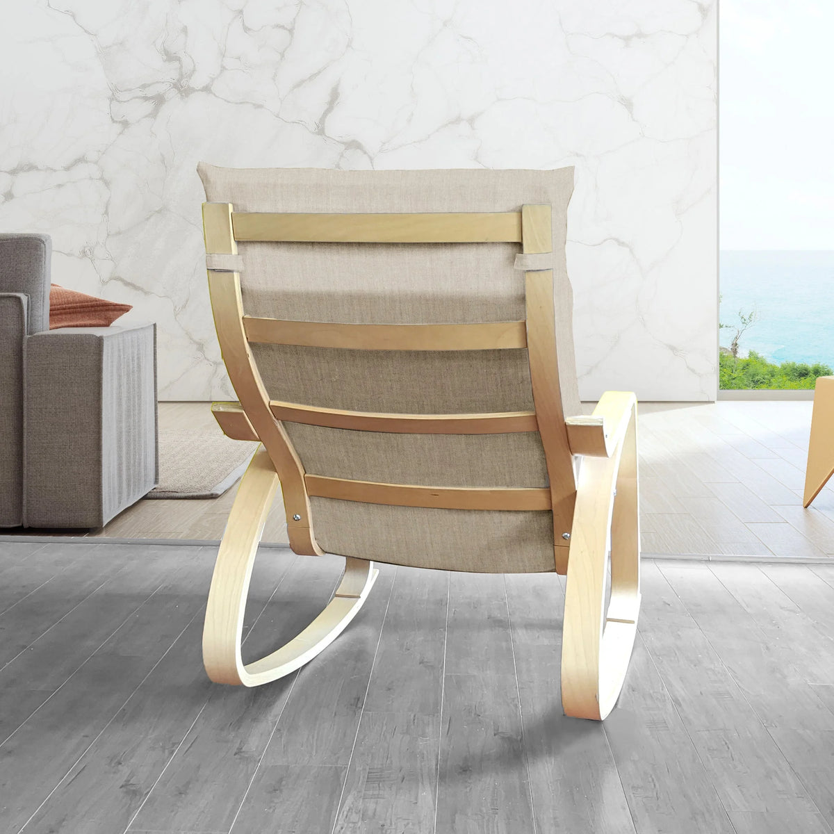 Beige Linen Chair and Footstool Slip Covers W4028