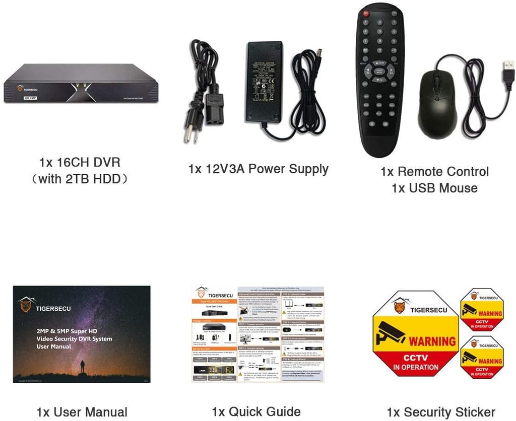 16-Channel Hybrid 4-in-1 DVR Security Recorder with 2TB Hard Drive B475