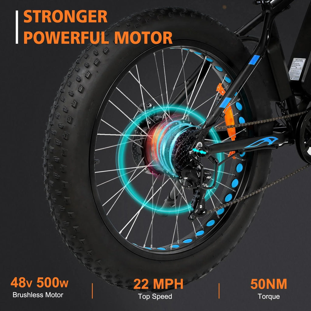 26 inch 7-Speed Electric Mountain Bicycle 500W 48V 10Ah O8102