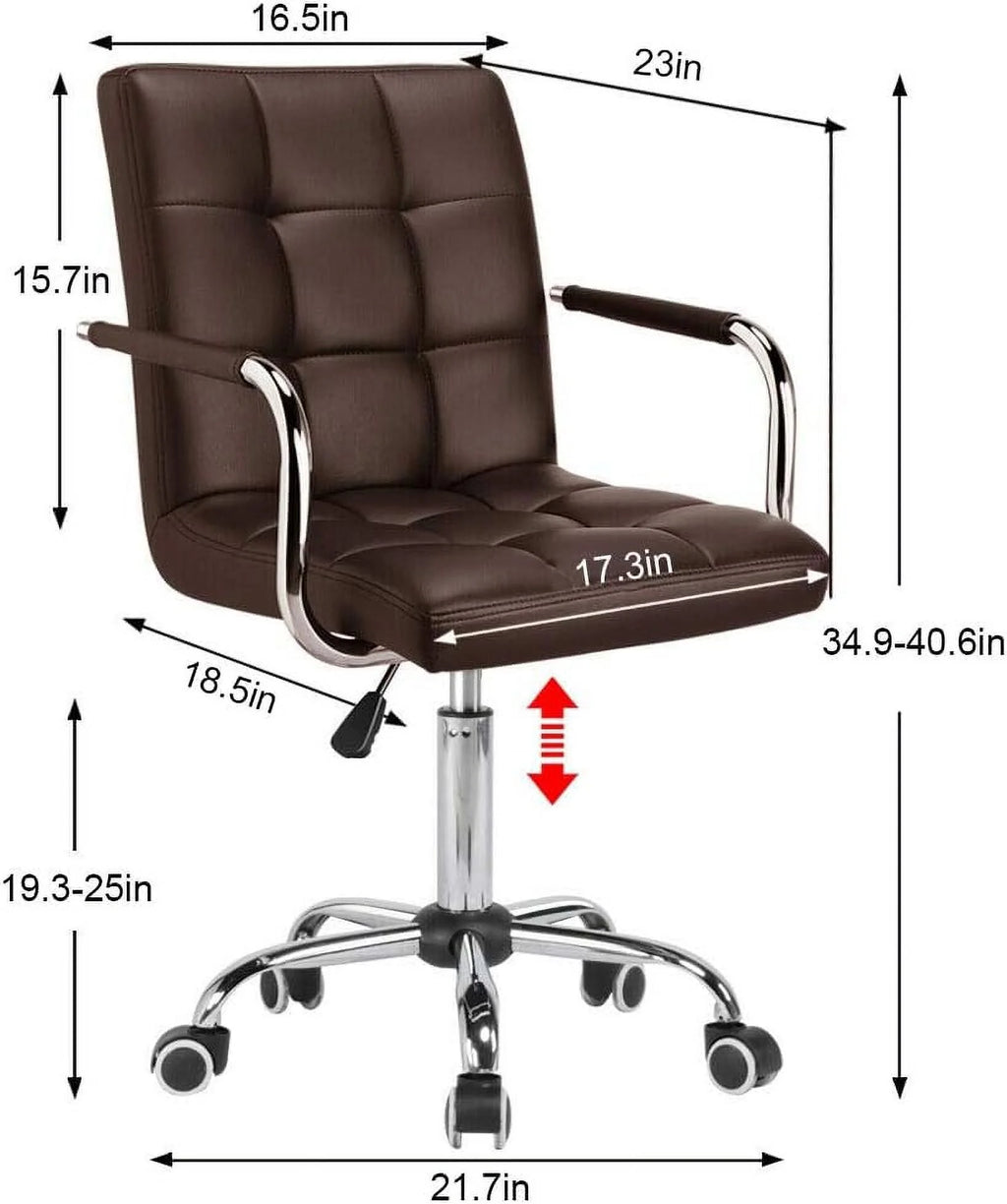 Ribbed PU Leather Office Chair with Wheels Q9986