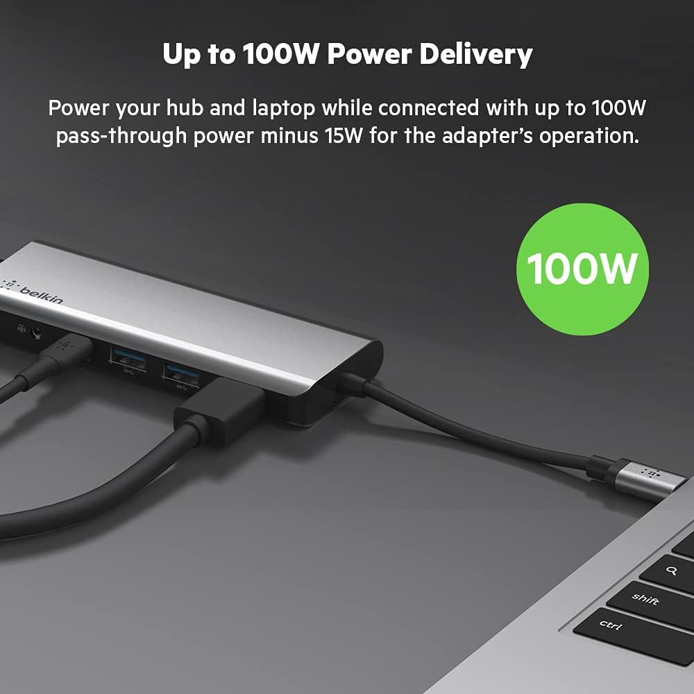 USB C Hub 7-in-1 MultiPort Adapter Dock with 4K HDMI SD Card Reader O8492