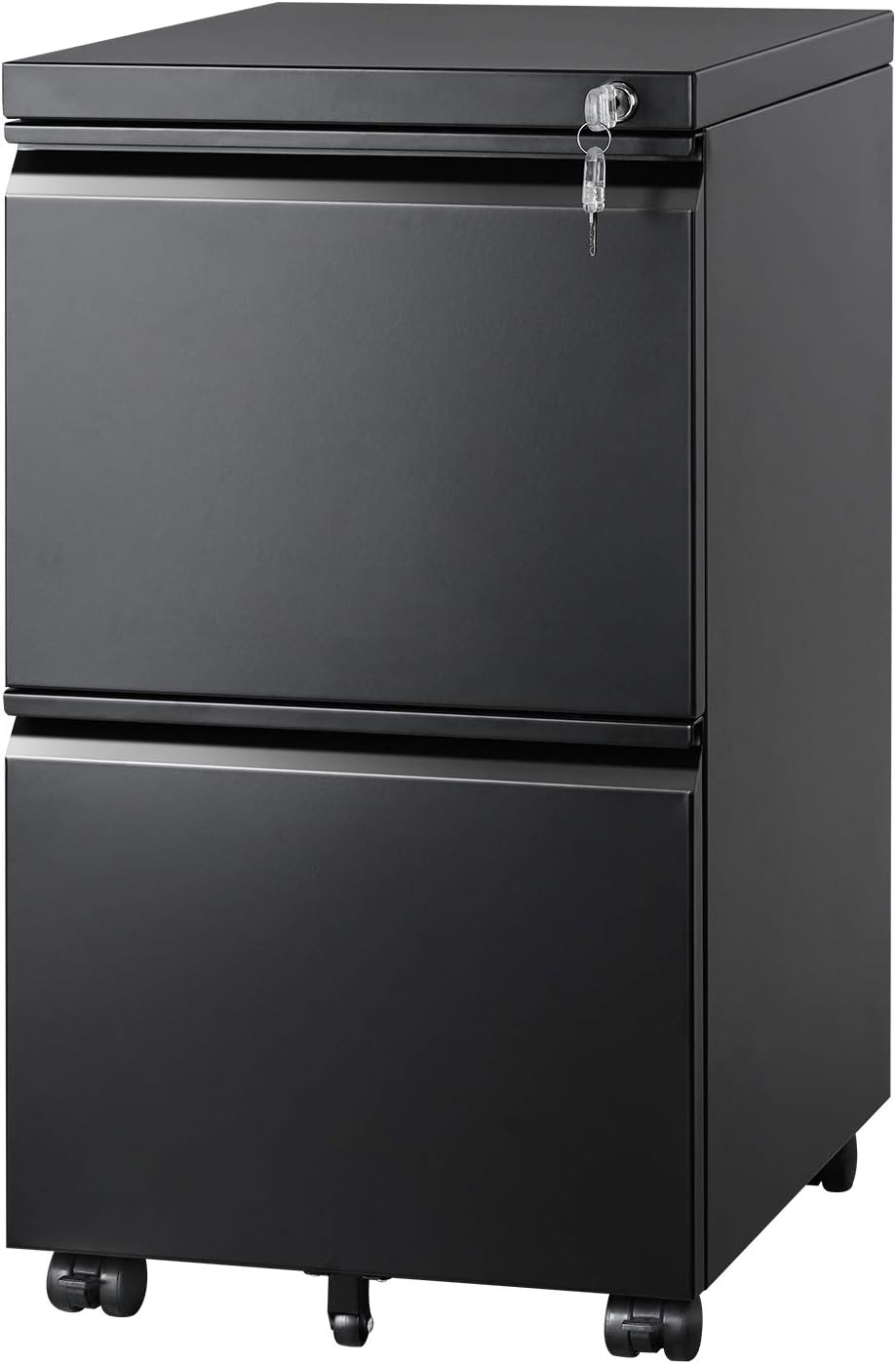 White 2-Drawer Mobile File Cabinet with Lock W57803