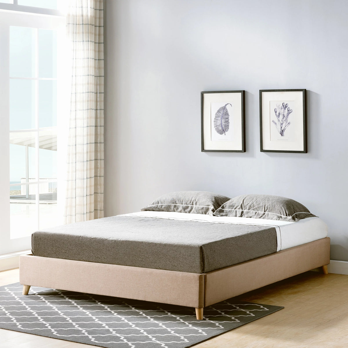 Queen Platform Bed Frame Dark Grey K7510