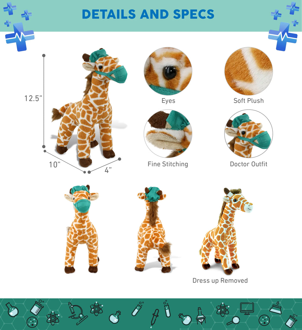 12.5 Inch Giraffe Doctor Plush Toy L638