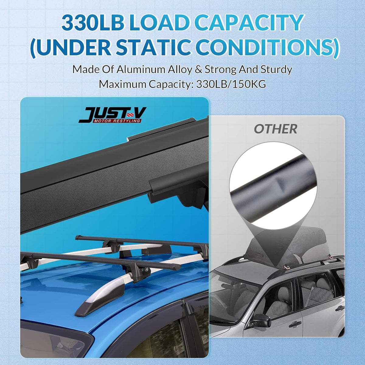 Black Adjustable Aero Aluminum Roof Rack Cross Bars S254