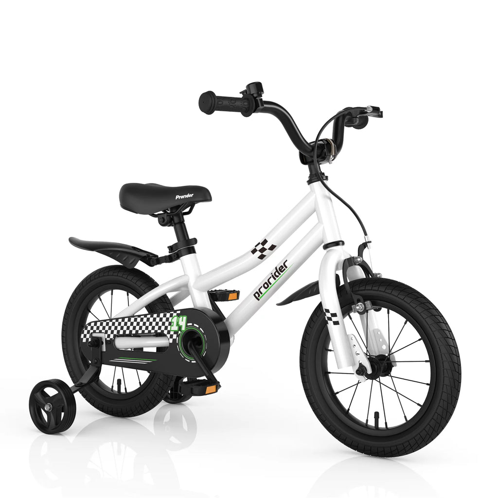 White Kid's Bike with Training Wheels and Basket H411682