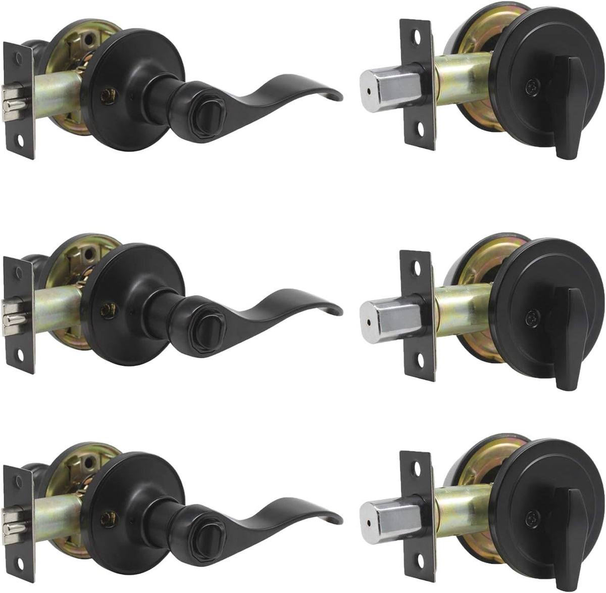 Satin Nickel Entry Lever and Single Cylinder Deadbolt Combo Pack, Keyed Alike Handleset V243744