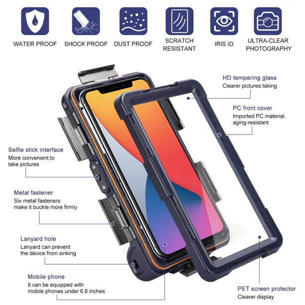 Waterproof Protective Case for Phones Up to 6.9 Inch with Lanyard P4147