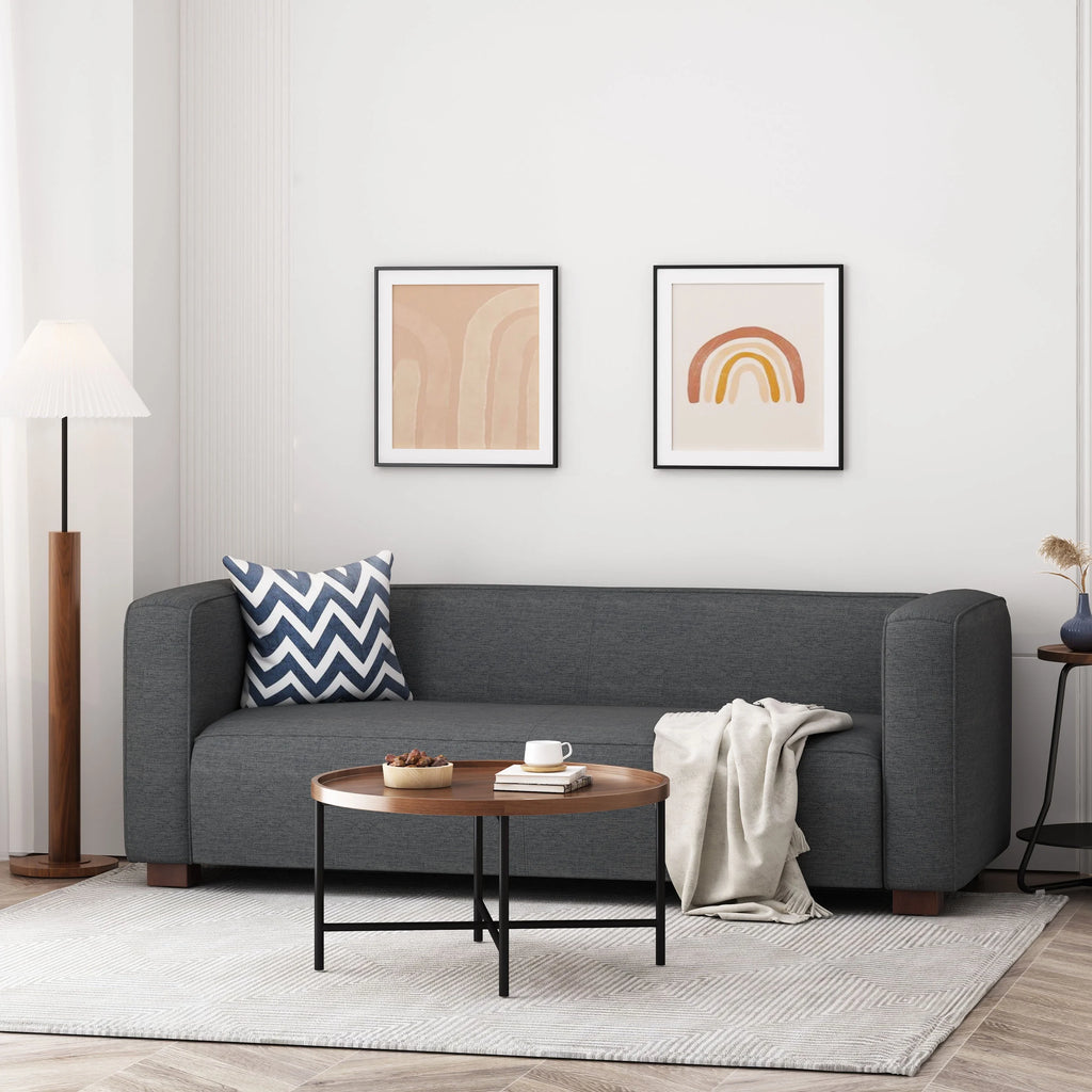 Charcoal Fabric Upholstered Loveseat L8011