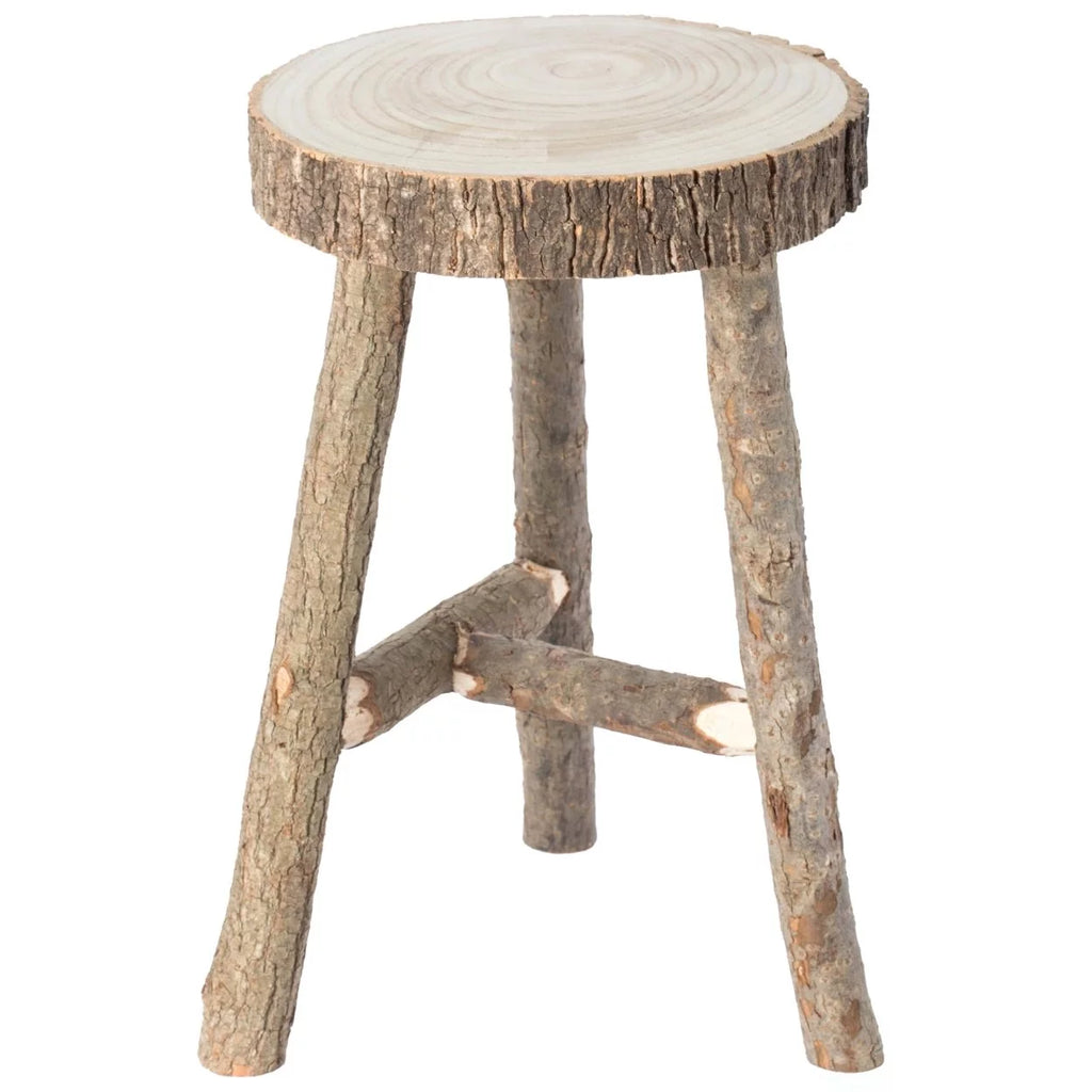 Antique Natural Wooden Accent Stool Side Table D9749