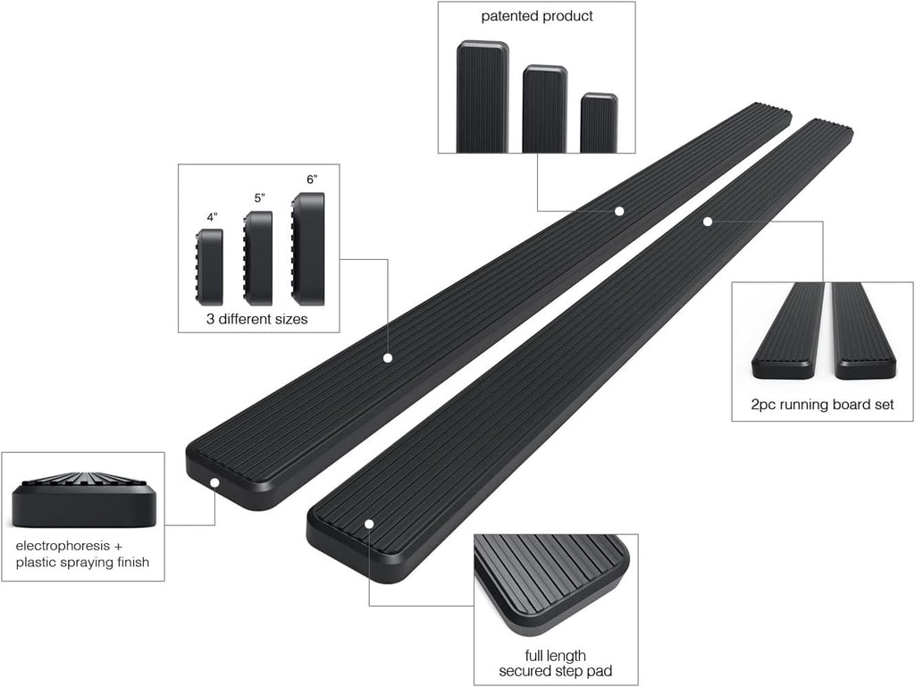 4in Black Running Boards A9514